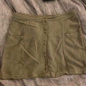 Army green button down mini skirt